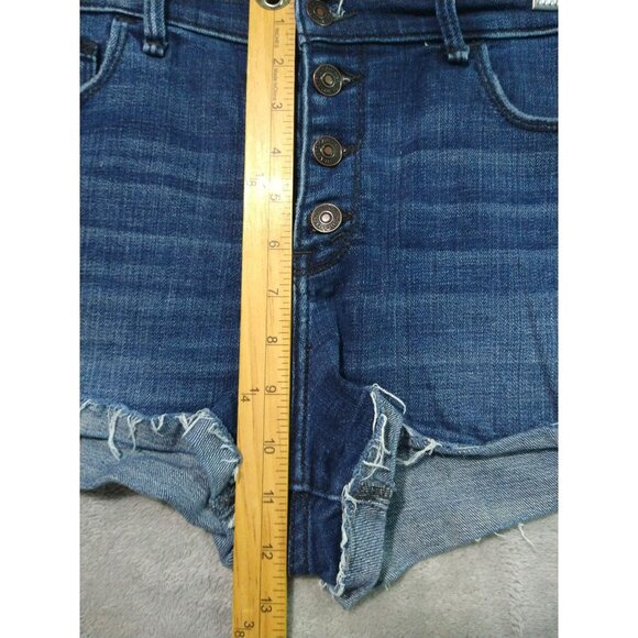 Abercrombie Fitch Shorts Womens 14 Blue Denim High Rise Cut Off Button Fly - Picture 4 of 10
